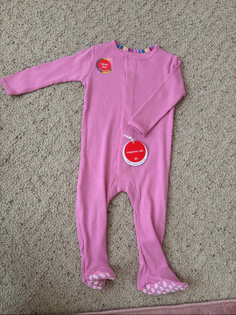 MagneticMe Pink Ribbed Footed One-Piece Pajama